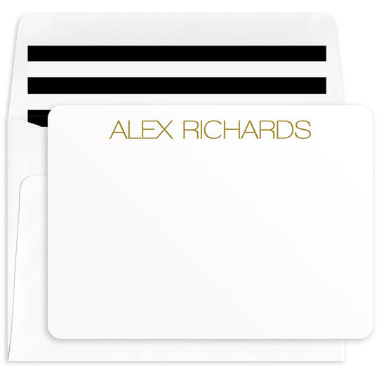 Modern Large Name Flat Note Cards